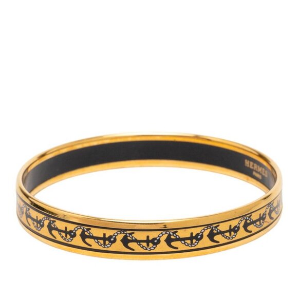 Hermes Enamel PM Gold Black Plated